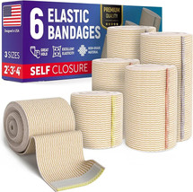 Elastic Bandage Wrap with Self-Closures – 6Pk(2X2”, 2X3&quot;, 2X4&quot;) – Compre - $14.20