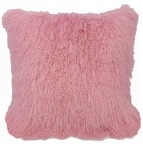 HomeRoots 334384 Pretty n Pink Tibetan Lamb Pillow - £126.33 GBP