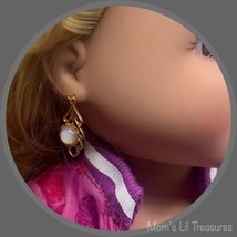 Light Pink Opalescent Dangle Gold Filigree Doll Earrings • 18 Inch Doll Jewelry - £5.35 GBP