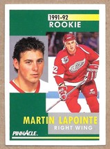 1991-92 Pinnacle #355 Martin Lapointe Detroit Red Wings - £1.45 GBP