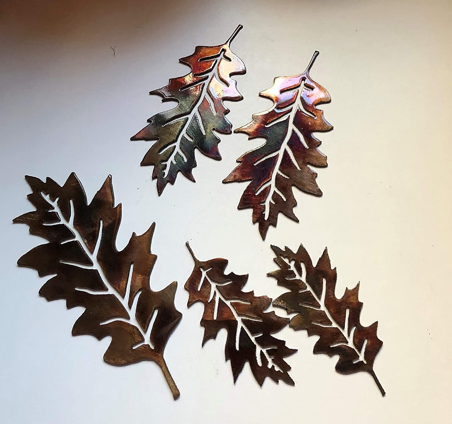 Primary image for Metal Wall Veined Oak Leaves set of 5 leaves