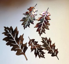 Metal Wall Veined Oak Leaves set of 5 leaves - $26.88