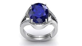 Blue Sapphire Silver Plated Ring 20.25 Ratti 19.00 Carat Unheated and Untreated - £34.26 GBP