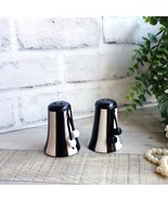 Black and White Striped Decor Salt &amp; Pepper Shakers Hand painted Striped... - $79.57 CAD
