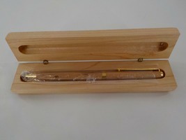 NATURAL WOODEN BALLPOINT PEN GOLD COLR TRIM &amp; POLISHED BLONDE WOOD CASE ... - £9.94 GBP