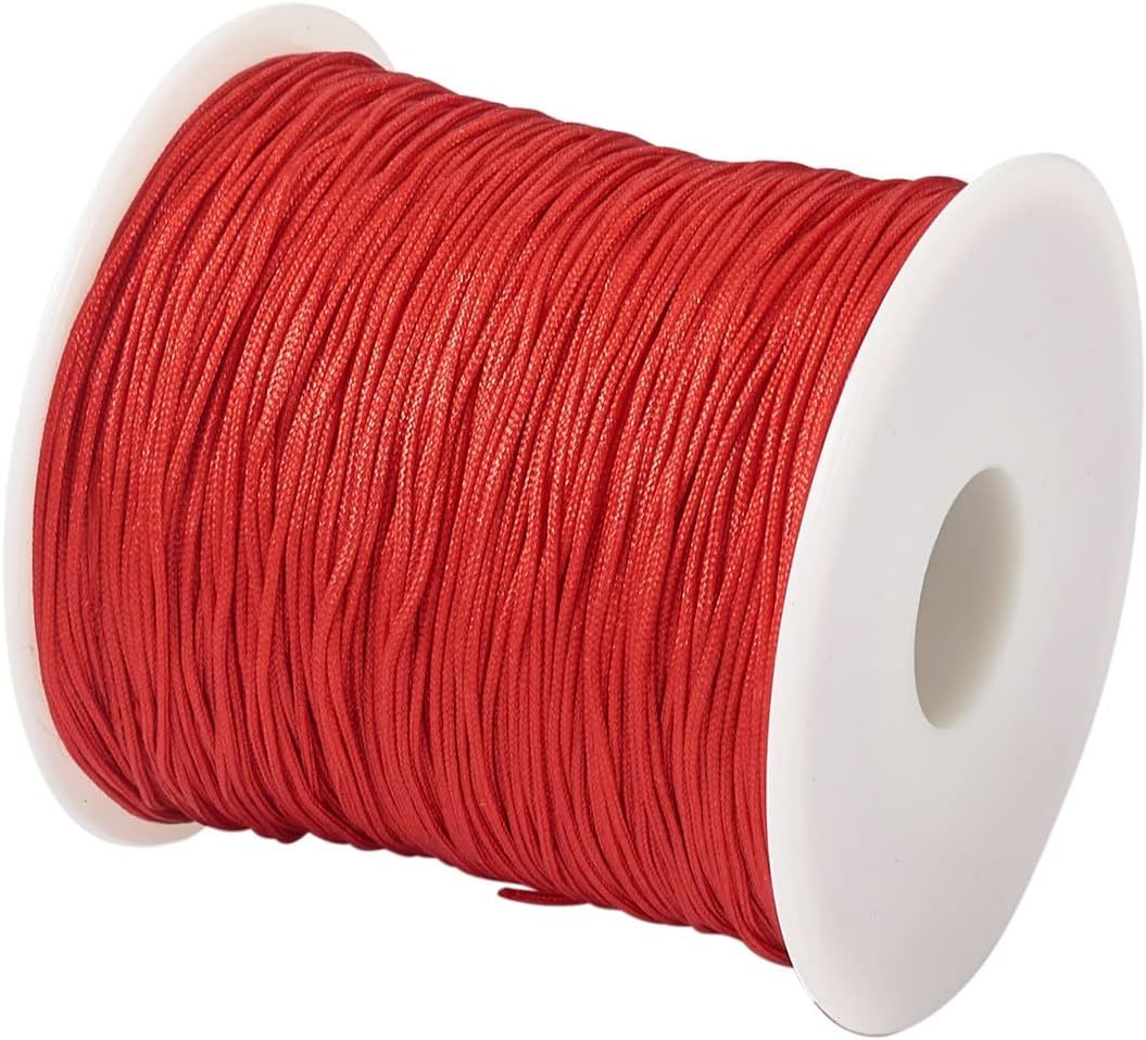 Primary image for 100M 0.8mm Beading Cord Red Chinese Knotting Rattail Macrame Thread String Roll 