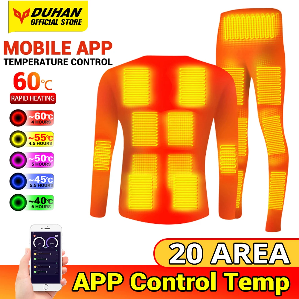 Electric Heated Fleece Lined Heated Clothing Men Heated Thermal Underwear Set - £49.57 GBP+