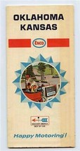 Enco Map of Oklahoma Kansas Happy Motoring Humble Oil Company 1967 - $11.88