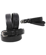 Mens Western Ranger Belt Leather Basket Weave Tooled Black Tan Brown 26R... - $651.66 MXN+