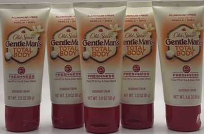 5PK Old Spice Gentle Mans Total Body Deodorant Cream ~ 3.0 OZ EA ~Vanill... - $24.74