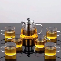 18.6 OZ Glass Teapot Borosilicate Clear Tea Kettle with Remove and 6 pcs... - $28.61