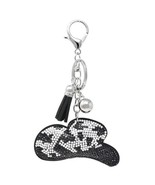 Bling Crystal Black White Western Cow Print Cowboy Hat Tassel Keychain B... - $19.19 CAD