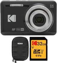 Black Hard Shell Case, 32Gb Sd Card Bundle, And Kodak Pixpro Friendly Zoom Fz55 - $194.95