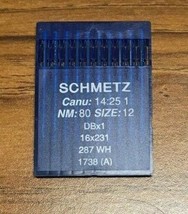 Schmetz DBX1 287 Wh CANU:14:25 1 NM:80 SIZE12 Industrial Sewing Machine Needles - $19.51