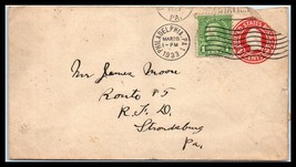 1933 US Cover - Philadelphia, PA to Stroudsburg, Pennsylvania, Uprated K4  - £2.36 GBP