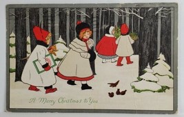 Christmas Greetings Children in Woods c1910 to Richland Center PA Postcard S20 - £4.67 GBP