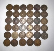 Vintage Indian Cent Collection 36 Different Dates 1859-1909 AN730 - £94.15 GBP