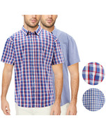 Men&#39;s Button Down Plaid Cotton Short Sleeve Regular Fit Casual Dress Shirt - €21,06 EUR