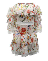 Alice + Olivia Layered Floral Off-Shoulder Dress In Silk Women White Xs - £103.16 GBP