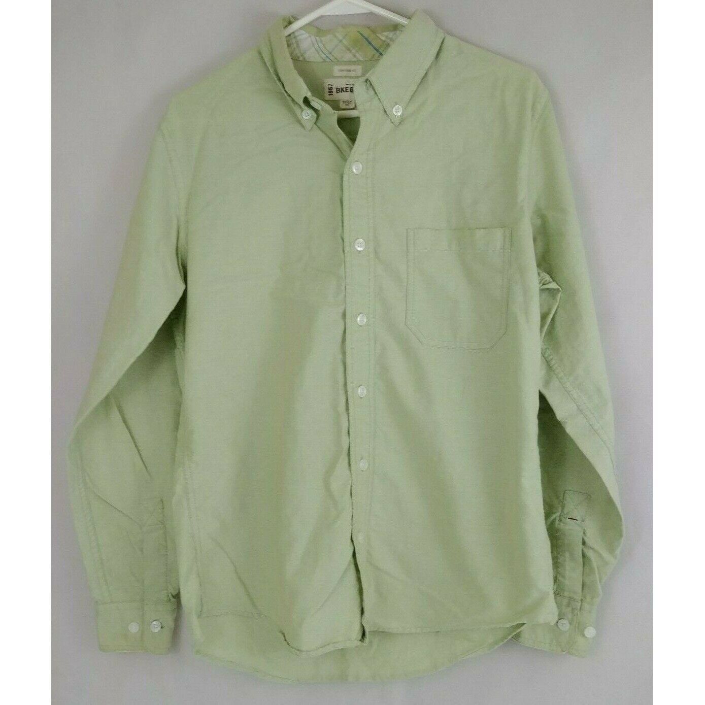 Primary image for BKE 67 Men's Button Up Long Sleeve Solid Light Green Dress Shirt Size Medium