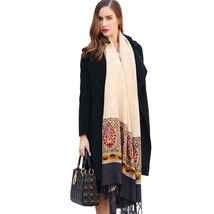 Anyyou 100% Pure Merino Wool Cream Poncho Winter Large Scarf Pashmina Shawl Band - £76.91 GBP+