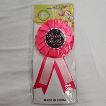 Bride To Be Button Ribbon Bachelorette Party Engagement Wedding Pink Black - £6.31 GBP