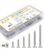 210Pcs Wood Screws Assortment Kit, 304 Stainless Steel, 6 Sizes, Phillip... - $22.11 CAD