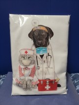 Mary Lake-Thompson Flour Sack Kitchen Towel Dog Cat Doctor Nurse Sealed 30&quot;x30&quot; - £15.59 GBP