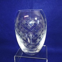 Crystal Vase Plaid Diamond Etched Design Pattern Collectible Vintage 7&quot; - £20.40 GBP