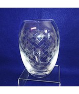 Crystal Vase Plaid Diamond Etched Design Pattern Collectible Vintage 7&quot; - €27,99 EUR