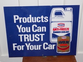 Vintage Texaco Oil and Anti-Freeze Hard Plastic Double Sided NOS Sign - $74.25