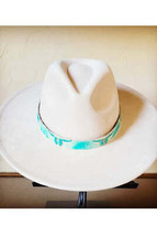 Turquoise Steer Head Leather Hat Band Only - $37.44
