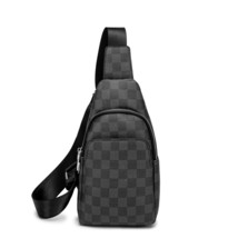  Plaid PU Leather Men&#39;s Bag Student Backpack Outdoor Crossbody Men&#39;s Sports Smal - £38.03 GBP