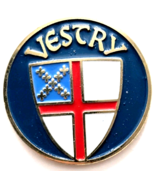 Episcopal Church Vestry Pin Red Cross Shield Gold Tone Religious Terra S... - €12,75 EUR