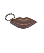 Magnetic Tan Leather Lips Shaped Hat Clip For Bag or Tote With Gold Clip - £12.43 GBP