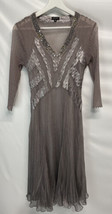 Komarov BoHo Dress Gorgeous Champagne Taupe Beaded Detail Special Occasion S - £118.68 GBP