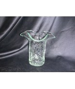 Vintage Blown Crackle Glass Pinched Ruffled Edge Vase - $45.00