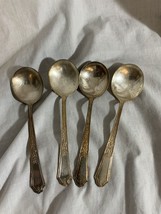 4 1847 Rogers Bros Ancestral Soup Spoons Silverplate No Monogram - $21.34
