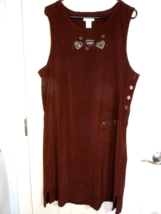 Christopher &amp; Banks sz 12 burgundy velour w appliques &amp;side buttons jump... - $14.54