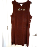 Christopher &amp; Banks sz 12 burgundy velour w appliques &amp;side buttons jump... - €12,47 EUR