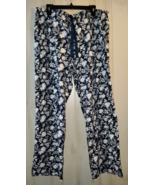 NEW WOMENS LANDS&#39; END NAVY W/ WHITE FLORAL KNIT PAJAMA / LOUNGE PANT   S... - $465.52 MXN