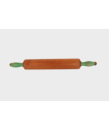 Vintage wooden rolling pin with green handles - £19.53 GBP