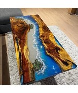Wood Epoxy Ocean Dining Table, Premium epoxy resin dining table, elegant... - $743.02 CAD+