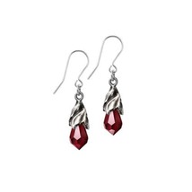 Alchemy Gothic E437R Empyrean Tear Earrings Red Crystal Goddess Dropper - £21.22 GBP