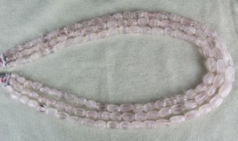 Natural Rose Quartz Melon Carved Beads Necklace 3 L 621 Carats Gemstone Strings - £121.47 GBP