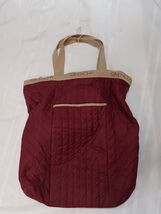 Givenchy Quilted Tote Hand Bag Burgundy Pool Shoulder Zipper 20" - $49.49