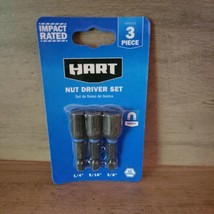 Hart 3-Piece Nut Driver Set: 1/4-inch 5/16-inch 3/8-inch Magnetic 1/4&quot; Hex Shank - £7.11 GBP