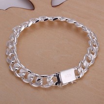 high quality fashion hot sale 925 Silver Bracelets charm 10MM chain Men Women we - £14.18 GBP