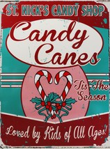 Saint Nick&#39;s Candy Shop Candy Canes Metal Sign - $16.95