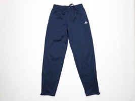 Vintage Adidas Mens Small Spell Out Striped Tapered Leg Sweatpants Navy Blue - £23.77 GBP